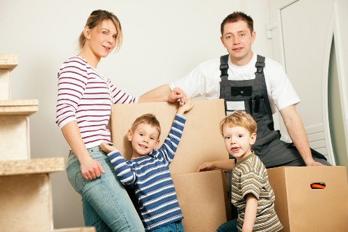 Packed boxes and furniture ready for local storage collection