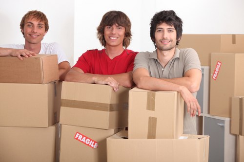 Person organizing boxes in a self storage unit in Tooting