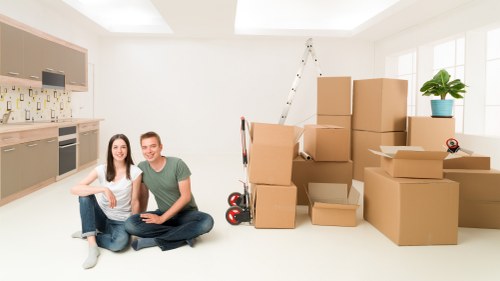 Commercial packing materials prepared for a business move in Tooting